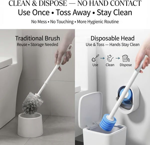 🔥 50% OFF Today Only 🔥 Disposable Toilet Brush Kit with 38 Refills – Wall-Mount Toilet Cleaning System